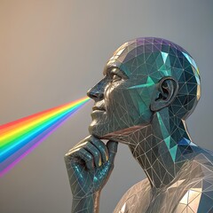 3d render of a male head with 3d glasses