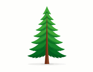 Obraz premium Christmas tree vector illustration isolated on white background with green evergreen branches and festive holiday decoration