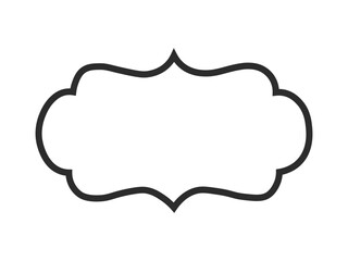 Illustration of black cloud shaped label outline on for text or logo