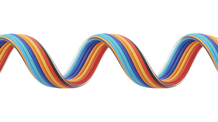 Abstract 3D twisted ribbon shape, Isolated on white and transparent background