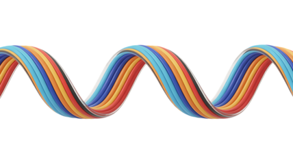 Abstract 3D twisted ribbon shape, Isolated on white and transparent background