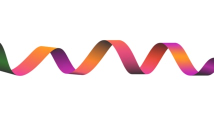 Abstract 3D twisted ribbon shape, Isolated on white and transparent background