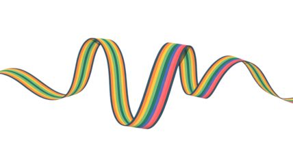 Abstract 3D twisted ribbon shape, Isolated on white and transparent background