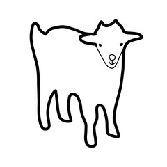 goat animal farm hand drawn organic line
