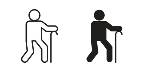 Person walking with cane icon