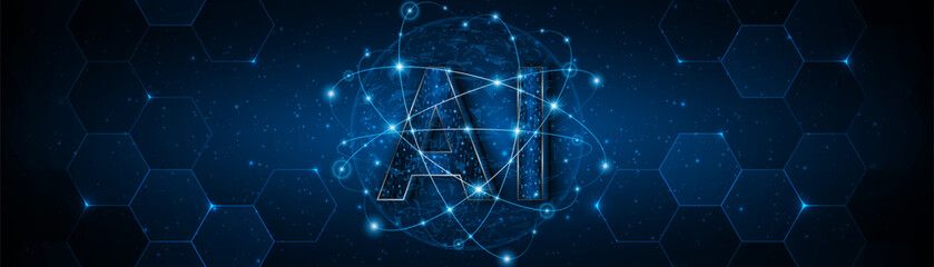 Digital technology of the future. AI icon or artificial intelligence symbol. Future advanced artificial intelligence technology circuit board concept	