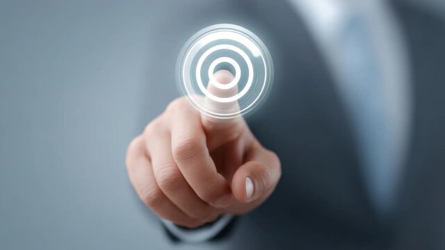 Person Using Touchscreen Technology for Digital Interaction in Modern Office Environment 4k video footage