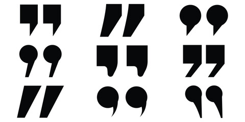 Quote Mark & Quotation Icon Set – Flat Vector Symbols for Mobile Apps and Infographics