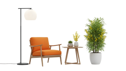 Modern interior furniture set 3D rendering