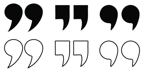 Quote Mark & Quotation Icon Set – Flat Vector Symbols for Mobile Apps and Infographics