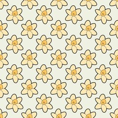 Daffodil Yellow Flower background natural hand drawn seamless

