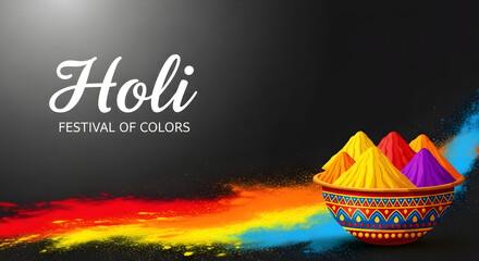 Happy Holi Festival Of Colors. Illustration Of Colorful Gulal For Holi. Indian Festival