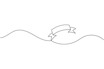 Curved ribbon banner and bookmark line art graphic for decoration
