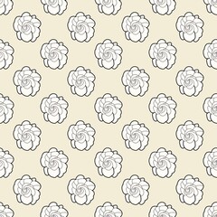 Gardenia White Flower Yellow background natural hand drawn seamless
