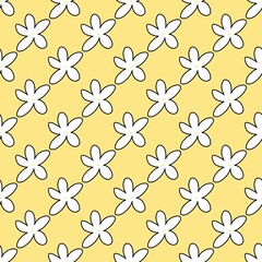 Jasmine White Flower Yellow background natural hand drawn seamless
