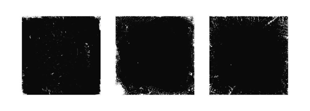 Old paper texture cover set with vintage album and photo backgrounds, featuring black CD and vinyl music disk overlays with worn frame borders for retro design effects.