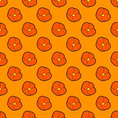 Poppy orange Flower background natural hand drawn seamless
