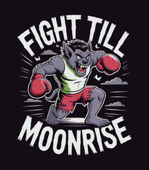 Werewolf Boxer | Pixel Art Combat Beast Fight Till Moonrise Illustration t-shirt design