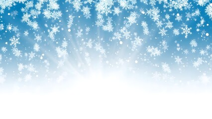 Snowflakes falling on blue background