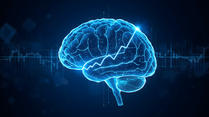 3d rendered illustration of human brain with business growth visualization