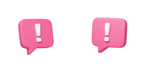 Pink Alert Speech Bubbles with Exclamation Marks