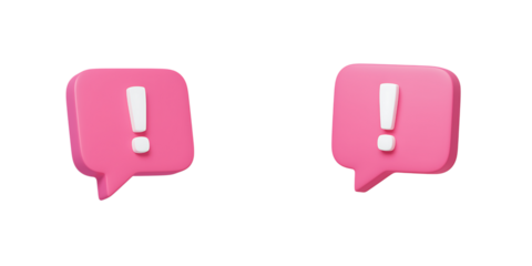 Pink Alert Speech Bubbles with Exclamation Marks