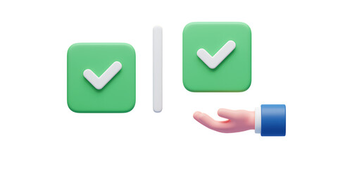 Hand Selecting Check Mark Icons on Transparent Background