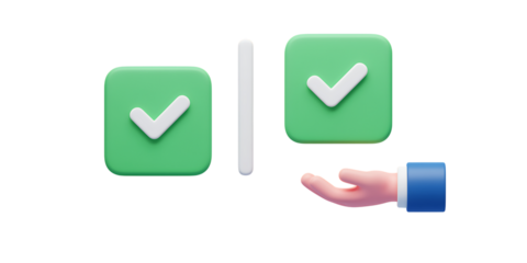 Hand Selecting Check Mark Icons on Transparent Background