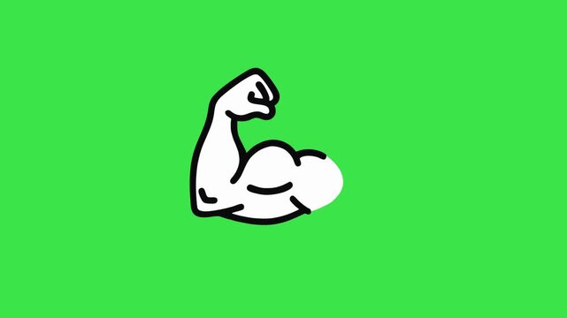 Loop animation of arms flexing and contracting the biceps, on a green chroma key background