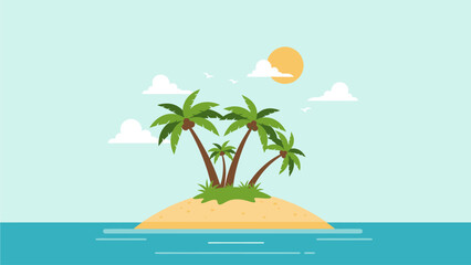 vector illustration of a tropical island