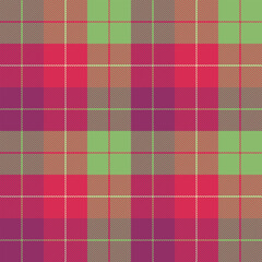 Trendy green, red, purple, new year tartan plaid texture for textile, fabric, print, wallpaper, wrapping paper, clothing, garments, table cloth and background. Scottish vector pattern illustration