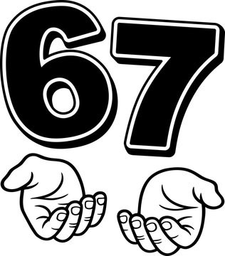 Six Seven 67 SVG, Funny Viral Meme 67 SVG, Six Seven 6 7 Hands Meme SVG With Transparent Background for T-shirt Sublimation silhouette. 
