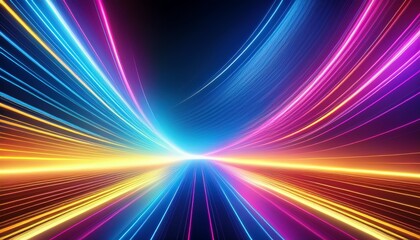blue pink and yellow abstract background bright neon rays and glowing lines creative wallpaper