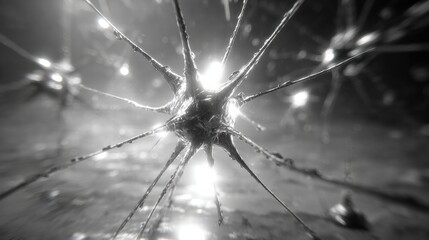 Neural brain activity concept showing synapses, thoughts, and mental focus.