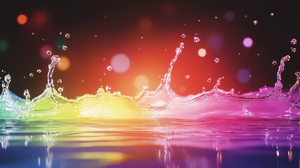 Liquid light in motion--neon water splash art bursting in energetic patterns against the dark