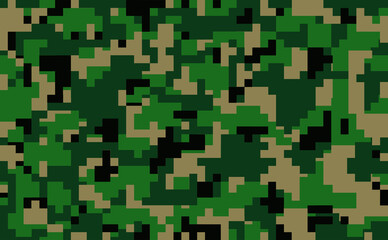 Digital pixel green camouflage seamless pattern for your design. Clothing military style