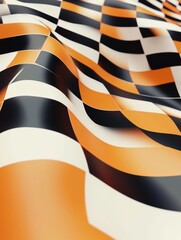 A dynamic and colorful abstract image with orange and black stripes flowing in a mesmerizing pattern. Perfect for backgrounds or designs seeking to convey energy and motion.
