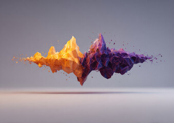 Abstract Low Poly Orange Purple Landscape