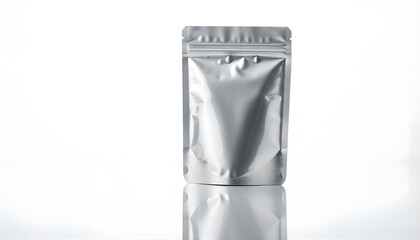 White plastic container and bag with food isolated on transparent background