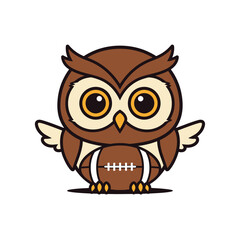 Cute Cartoon Owl Character with Football Body.
