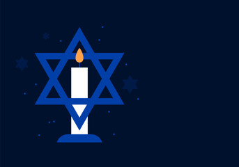 Burning candle and the Star of David, January 27. International Holocaust Remembrance Day