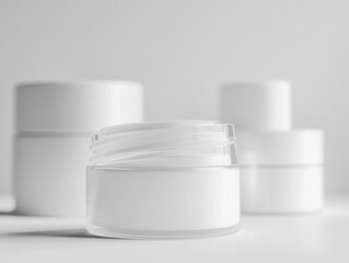 A group of plastic containers with transparent lids, perfect for small products or samples.