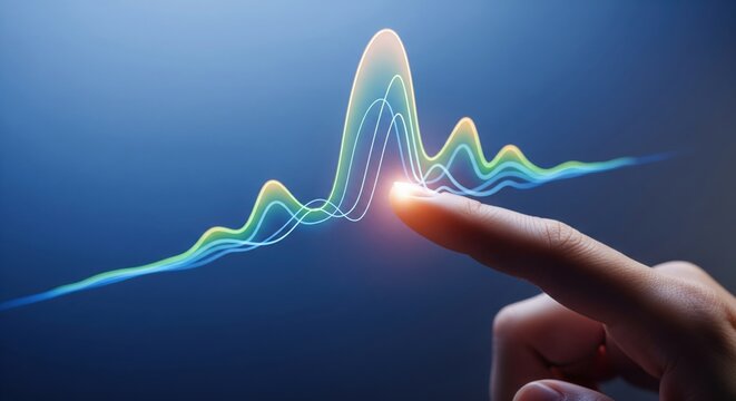 AI Predictive Analytics Hologram. Futuristic Data Waveform.