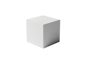 A simple white cube isolated on transparent background