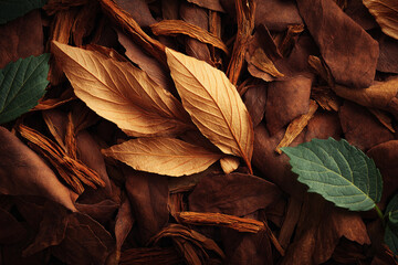 Realistic tobacco leaves close‑up: veins, curls, natural variation