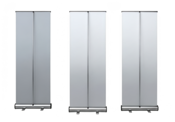 Three display stands isolated on transparent background