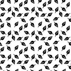 black and white seamless pattern  leaf repeated decoration tiles vector illustration 