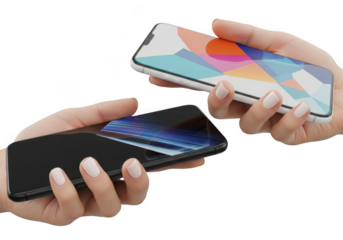 Two phones isolated on transparent background