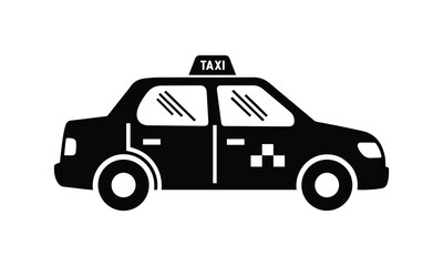 Black Taxi Cab Car Icon Vector Silhouette Illustration