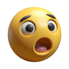 Fototapeta premium A 3d rendered shocked emoji with raised eyebrows isolated on transparent background